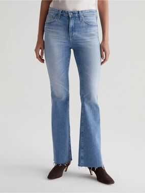 AG Adriano Goldschmied Farrah Boot Mid-Rise Bootcut Denim Jeans Raw Hem